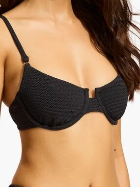 Seafolly Sea Dive Underwire Bikini Top Black, Size 8 US/12 AU NWT